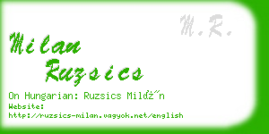 milan ruzsics business card